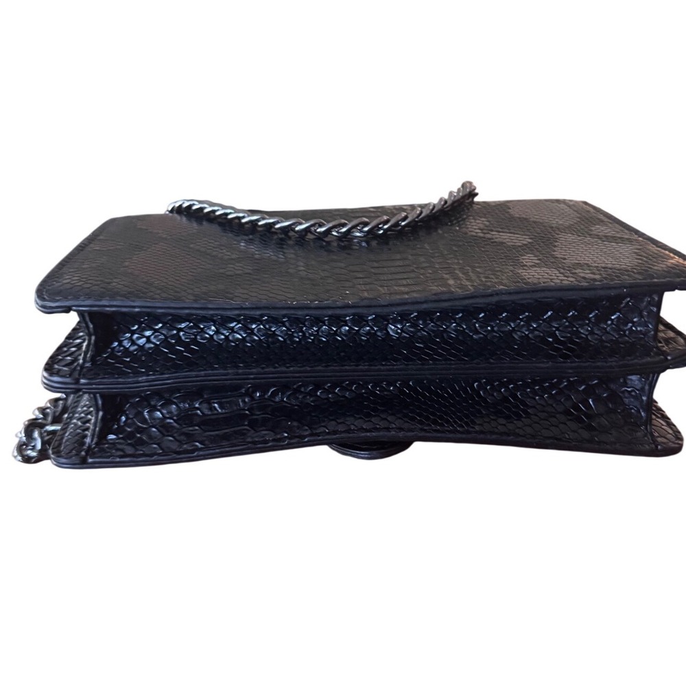 Myhozee Black Snakeskin Embossed Mermaid Buckle Chain Crossbody 
Bag 9.5x6.5x2.5 - Picture 8 of 11